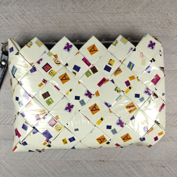 Nahui Ollin Woven Candy Wrapper Clutch Wristlet Zip Bag - Picture 3 of 8